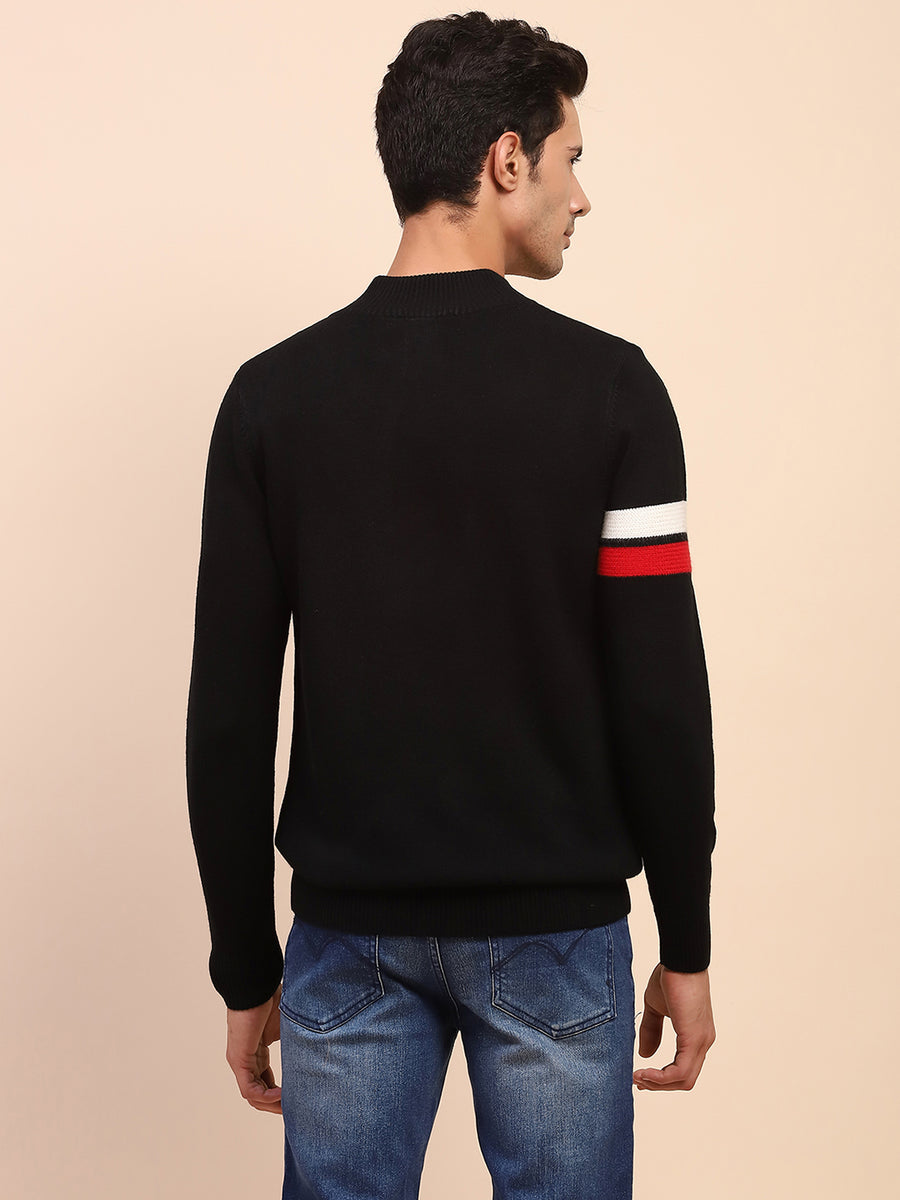 Camla Barcelona Half Zipped Mock Neck Black Sweater