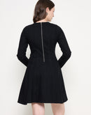 Madame Black A-line Cotton Blend Denim Dress