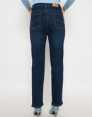 Madame Cotton Blend Stone Wash Straight Fit Dark Blue Denim Jeans