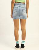 Madame Blue Cotton Denim Skirt