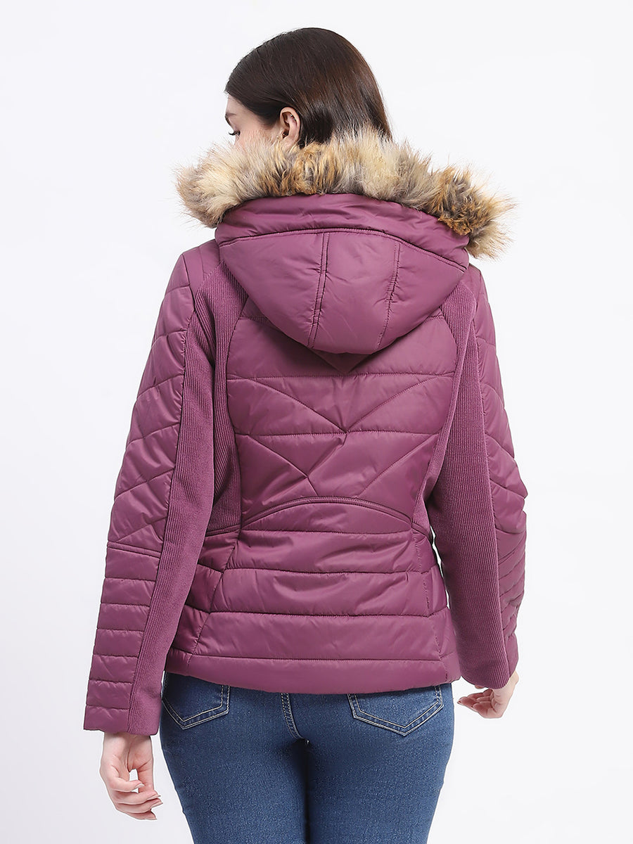 Madame Corduroy Two In One Plum Quilted Jacket