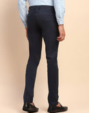 Camla Barcelona Solid Cotton Slash Pocket Navy Trouser