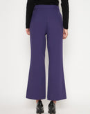 Madame Pleated Flared Purple Trousers