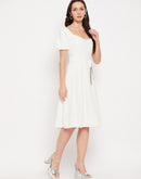 Camla Barcelona White Sweetheart  Neckline Embellished Dress