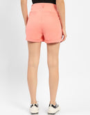 Madame Thigh High Folded Hem Peach Shorts