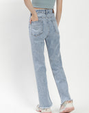 Madame Light Blue Distressed Hem Flared Jeans