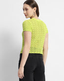 Madame Neon Green Round Neck Knitted Top