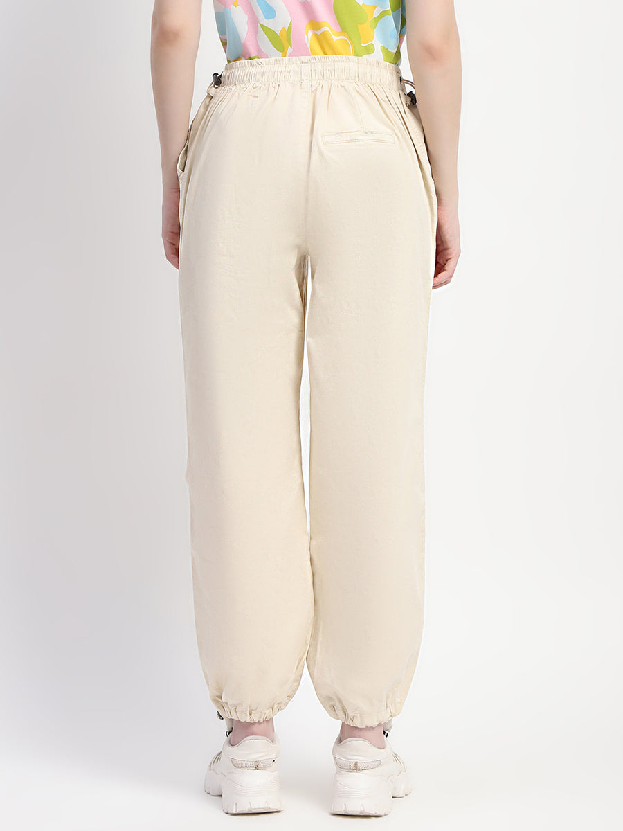 Madame Relax Fit Off White Cotton Joggers