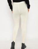 Madame Skinny Fit Solid Off White Tights