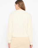 Madame Cable Knit Full Sleeve Off White Sweater