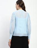 Madame Bridgerton Lacework Sky Blue Nylon Shirt