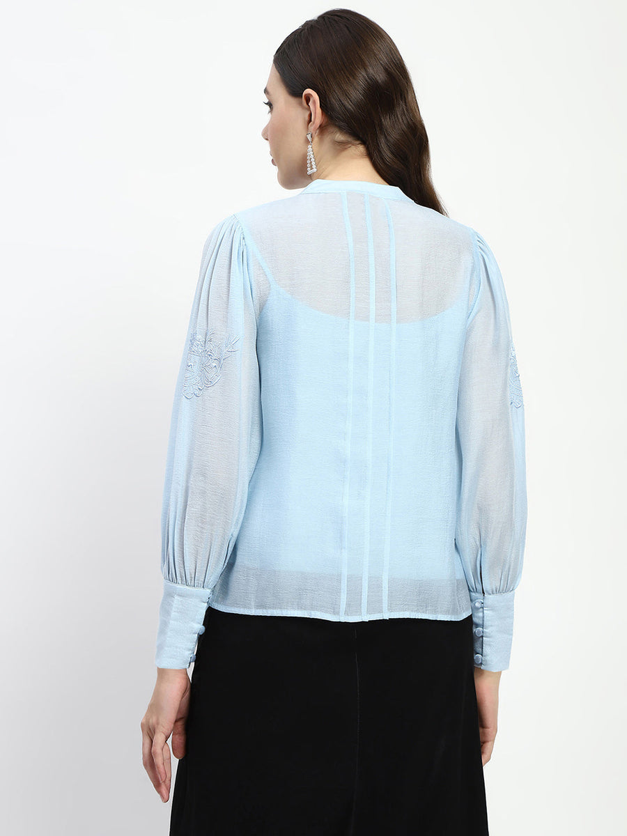 Madame Bridgerton Lacework Sky Blue Nylon Shirt