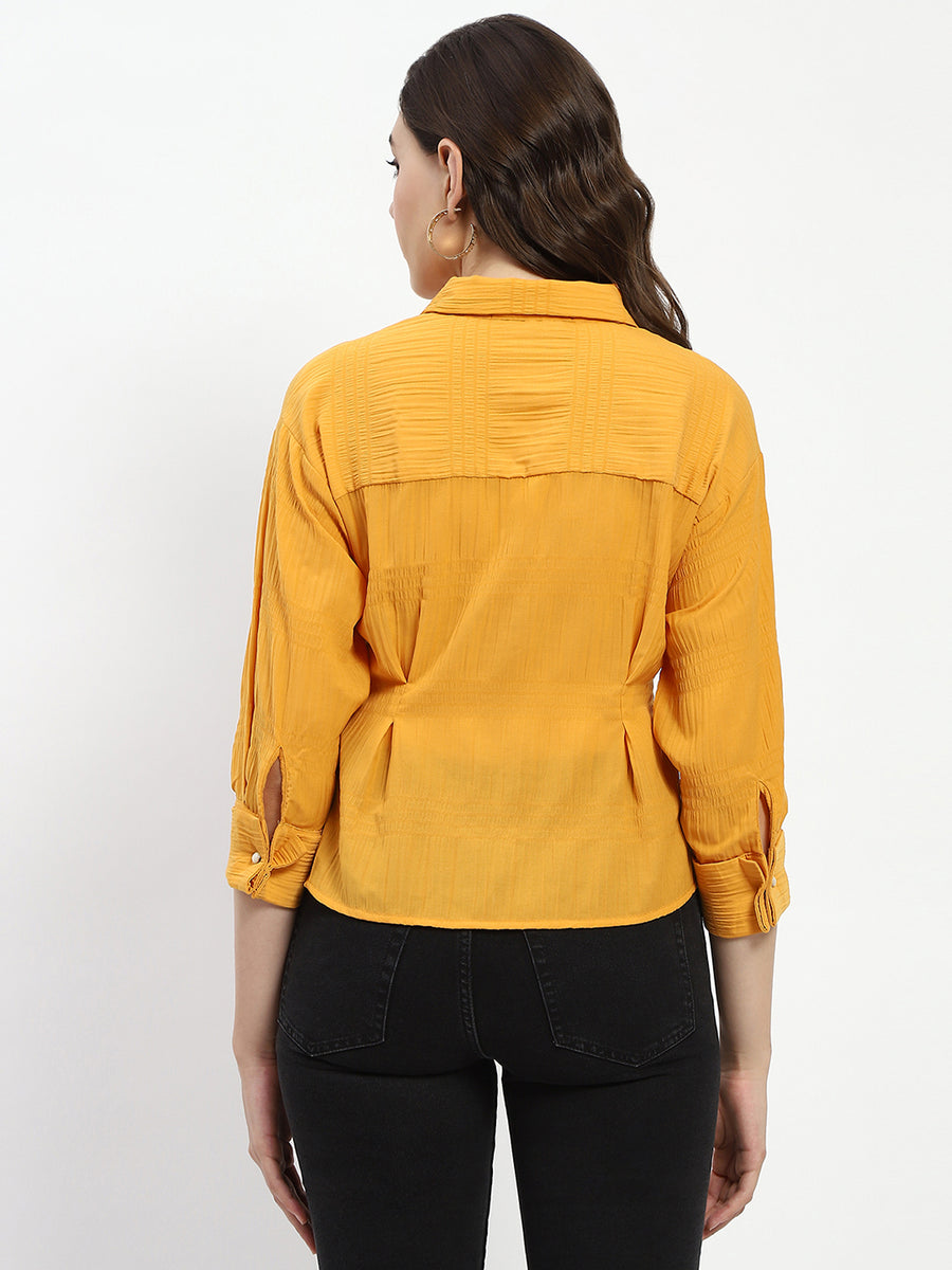 Madame Cinched Waist Mustard Shirt