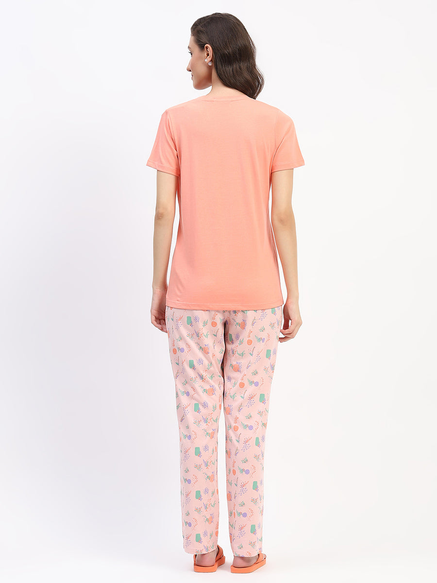 mSECRET Peach "Dream at the Sky" Graphic Pajama Set with Printed Pants