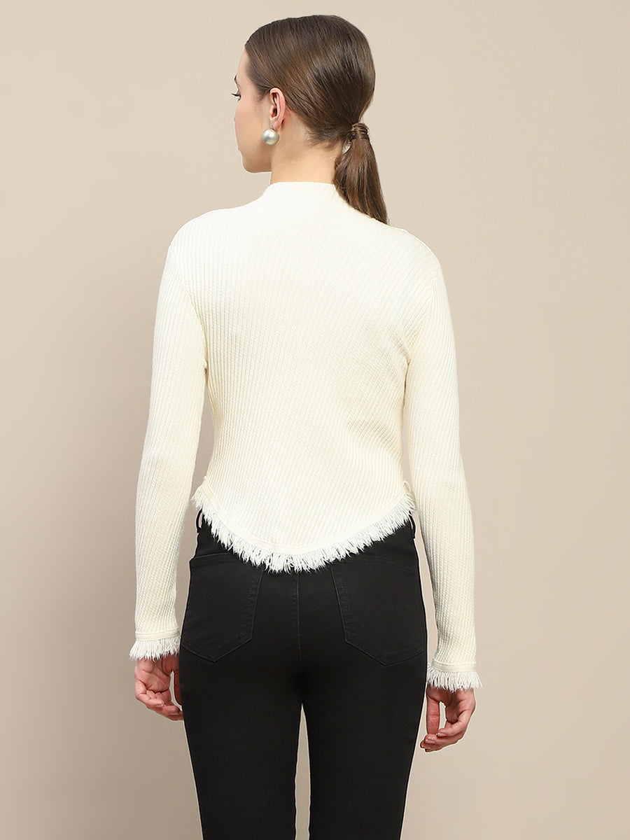 Madame Fur Cuffs and Hem Beige Sweater