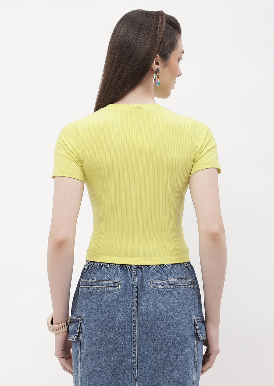 Madame Typography Lemon Yellow Crop T-Shirt