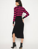 Madame Geometric Print Shrug and Solid Dress Magenta Ensemble