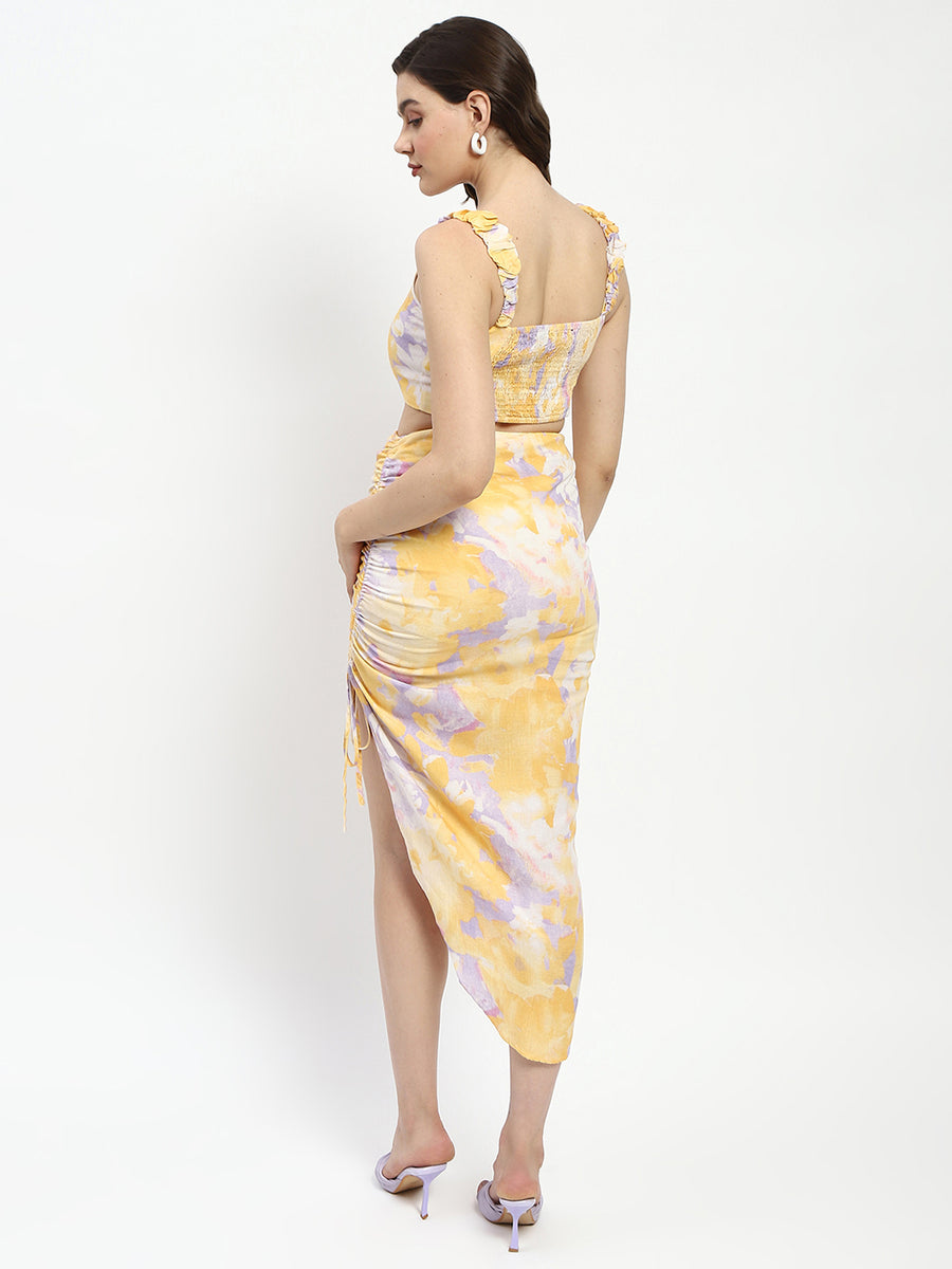 Madame Mustard Abstract Print Skirt And Top Co-Ord Set