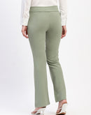 Madame Pleated Elasticated Waist Solid Mint Trousers