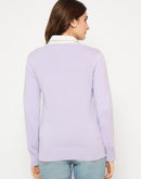 Madame Round Neck Ribbed Cuff Mauve Sweater