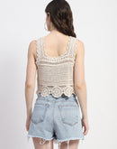 Madame Crochet Knit Green Cotton Crop Top