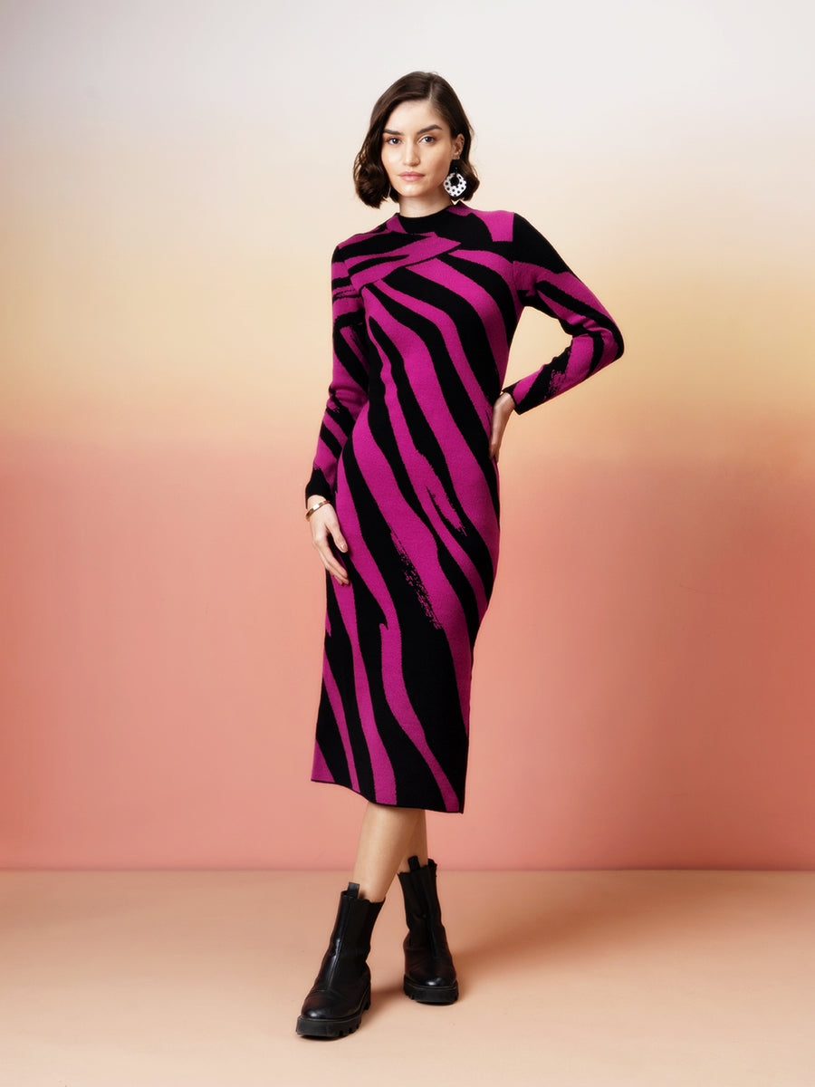 Madame Pink & Black Knitted Dress