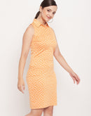 Madame Orange Check Print Polo Dress