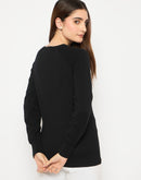 Madame V Neck Skinny Fit Black Sweater