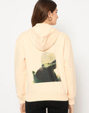 Madame Placement Printed Ivory Hooded Sweatshirt