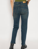 Madame Cotton Blend Stone Wash Straight Fit Tinted Blue Denim Jeans