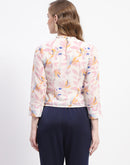 Madame Floral Print Off-White Mock Neck Top