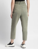 Madame Mid Rise Tapered Fit Olive Green Cargo