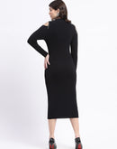 Madame Rhinestone Embellished Cold Shoulder Black Midi Dress