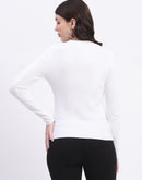 Madame Embellishment Adorned Off White Knitted Top