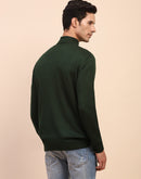 Camla Barcelona High Neck Solid Olive Sweater