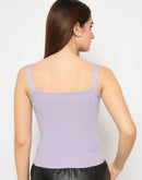 Madame Sleeveless Solid Mauve Sweater