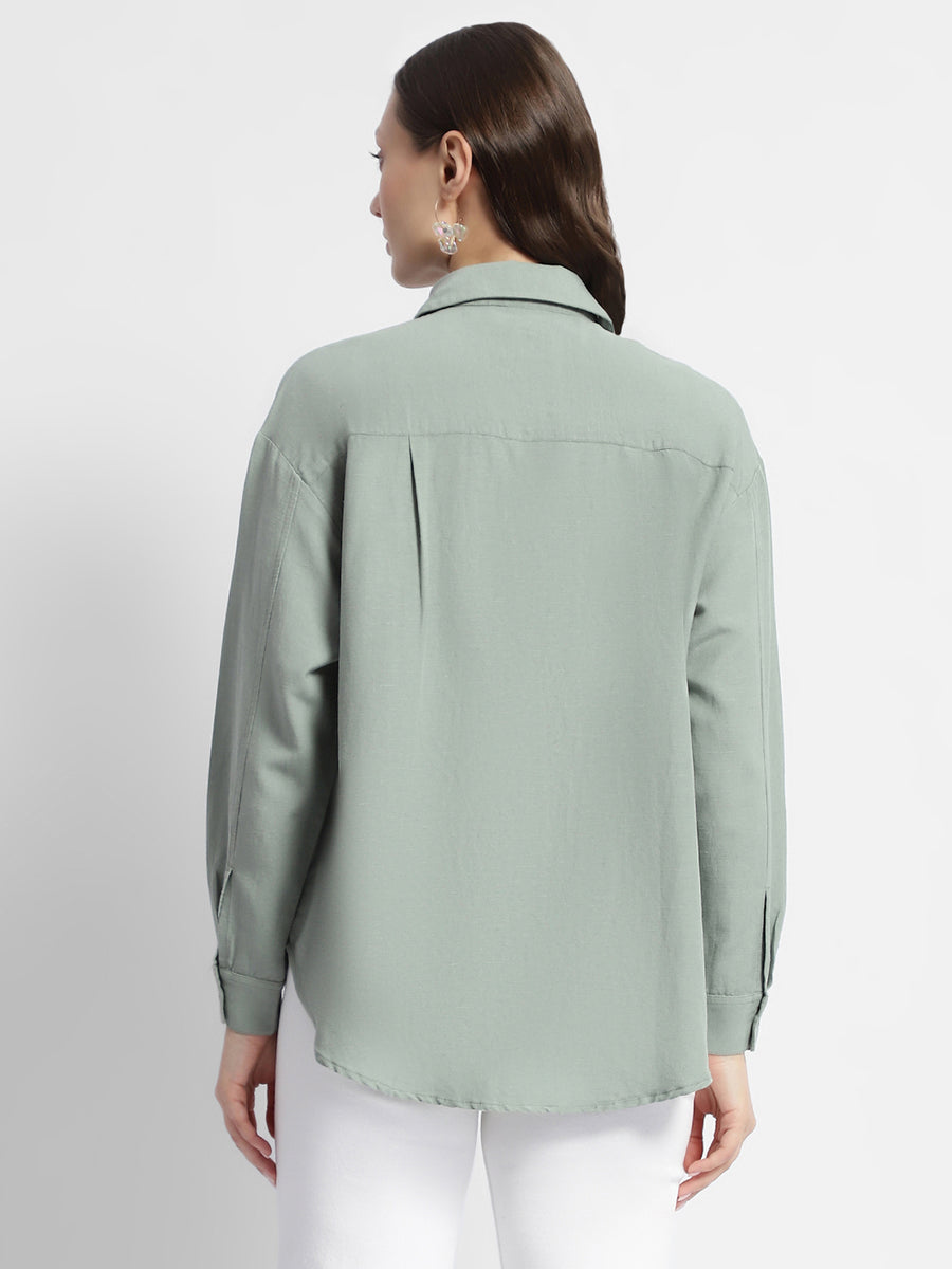 Madame Dusty Green Regular Full Sleeve Shirt