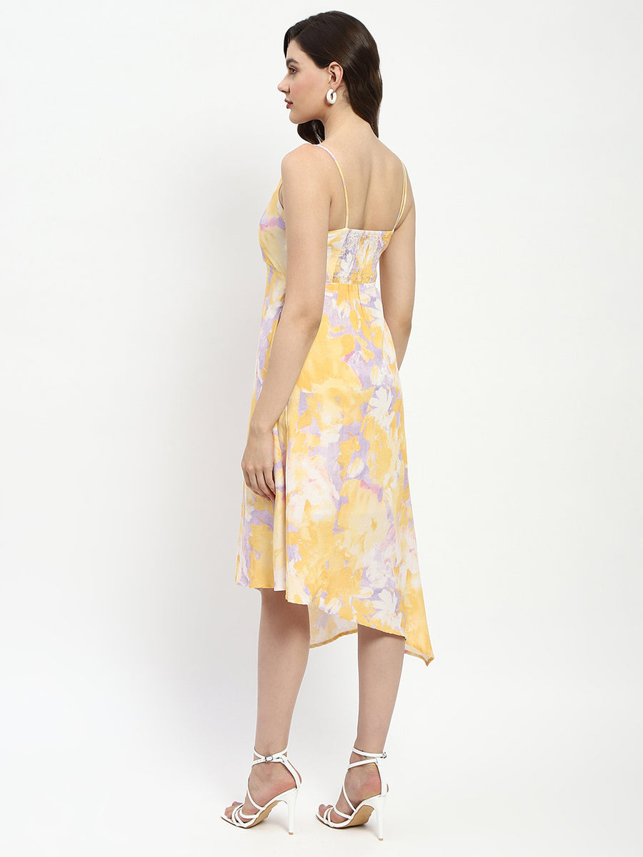 Madame Mustard Fit And Flare Cotton Blend Midi Dress