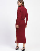 Madame Shanaya Kapoor Red Shimmery Turtleneck Top and Skirt Co-ord Set