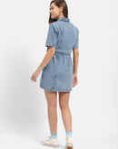 Madame Belted Waist Mid Blue Denim Shirt Dress