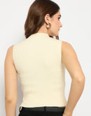 Madame Mock Neck Off White Sleeveless Sweater