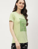 mSECRET Typography Hot Pink & Mint Green Combo T-shirt