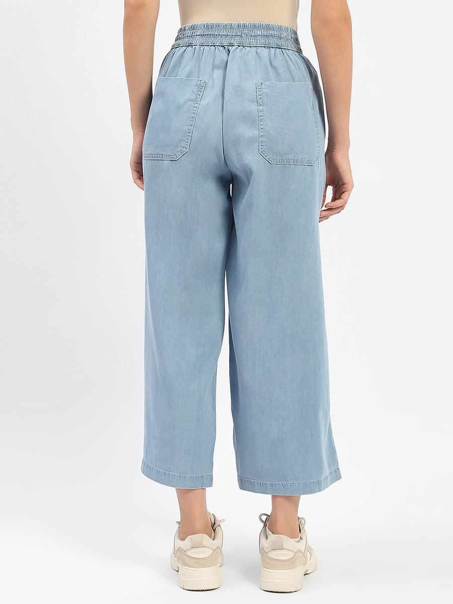 Madame Wide Leg Cropped Light Blue Denim