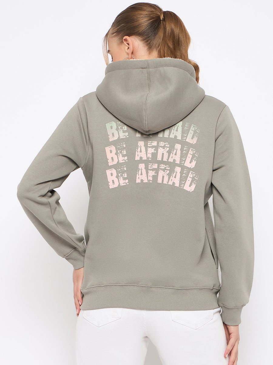 Madame Placement Print Grey Hooded Sweatshirt