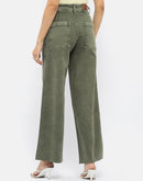 Madame Solid Olive Wide Leg Jeans