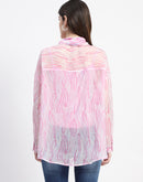 Madame Semi Sheer Abstract Print Baby Pink Shirt