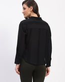 Madame Frayed Detailing Collared Cuff Sleeve Shirt