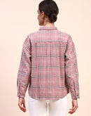 Camla Barcelona Checkered Dusty Pink Flap Patch Cotton Shirt