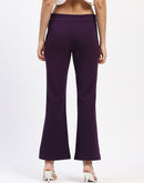 Madame Single Pleated Purple Flared Trousers