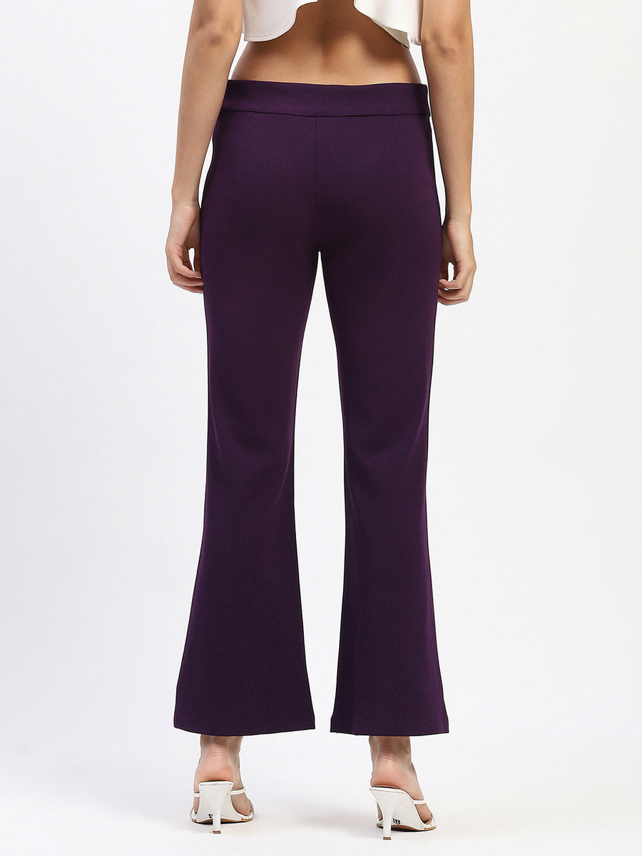 Madame Single Pleated Purple Flared Trousers